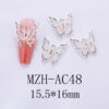 Nail Art Deco Silver Metal Clear Crystal Butterfly Charm Y01-MZH-AC48 image 0