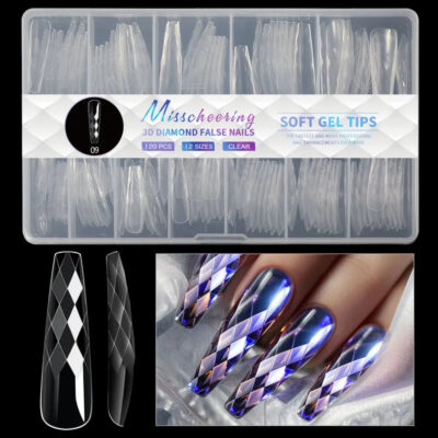 140pc 3D Diamond Soft Gel Nail Tips Style 09 Nail Art Designs image 0