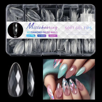 140pc 3D Diamond Soft Gel Nail Tips Style 03 Nail Art Designs image 0