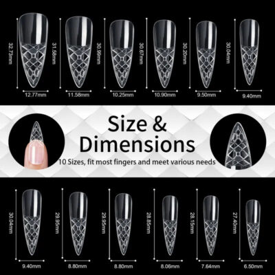 140pc 3D Diamond Soft Gel Nail Tips Style 10 Nail Art Designs image 1