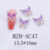 Nail Art Deco Silver Metal Violet Crystal Butterfly Charm Y01-MZH-AC47 image 0