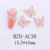 Nail Art Deco Gold Metal Pink Crystal Butterfly Charm Y01-MZH-AC38 image 0