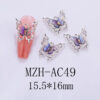 Nail Art Deco Silver Metal Purple Crystal Butterfly Charm Y01-MZH-AC49 image 0