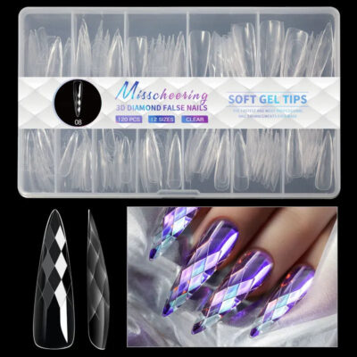 140pc 3D Diamond Soft Gel Nail Tips Style 08 Nail Art Designs image 0
